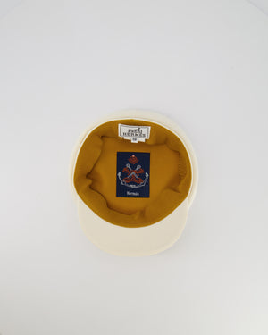 Hermès Cream Giulietta Code Hat with Silver Logo Button Detail Size 58