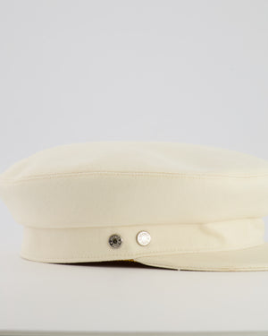 Hermès Cream Giulietta Code Hat with Silver Logo Button Detail Size 58