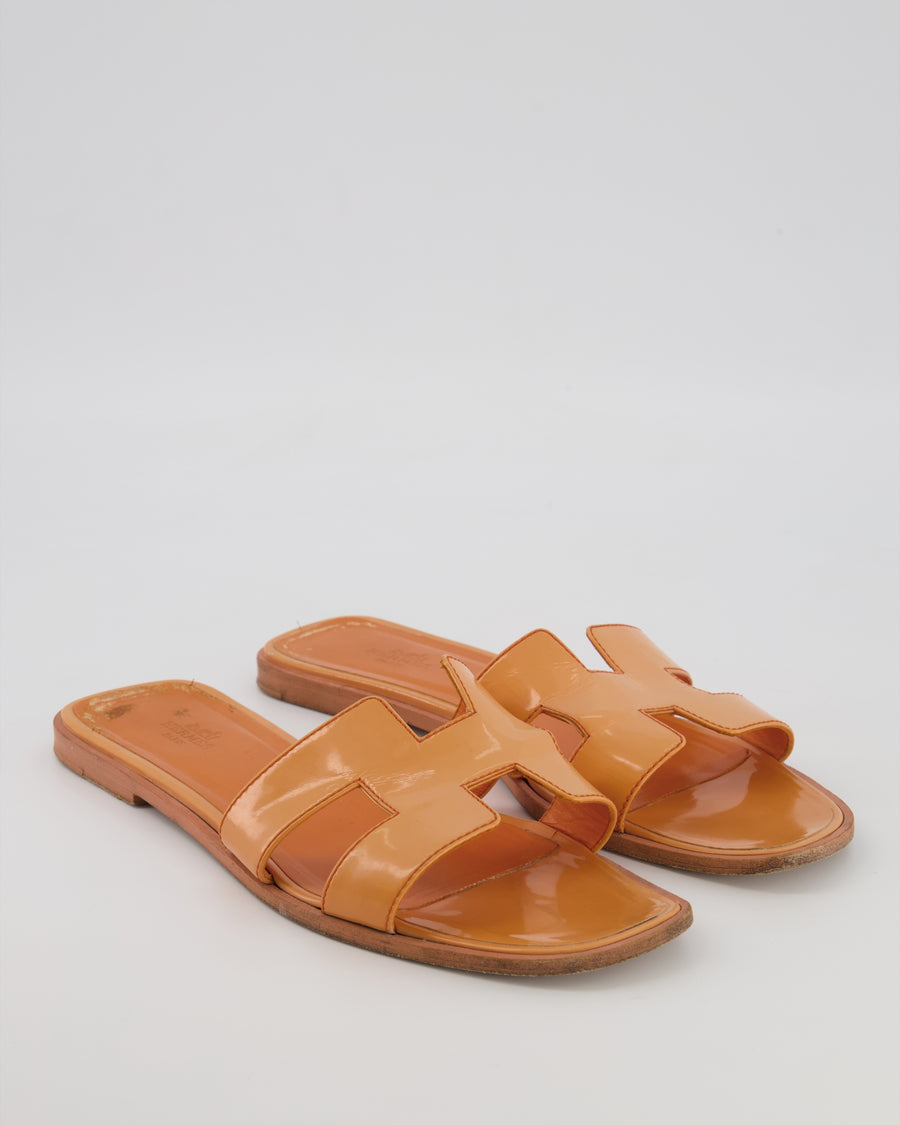 Hermès Oran Sandals in Orange Joey Patent Leather Size EU 39.5 RRP £640