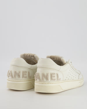 Chanel White Perforated Leather Trainers with Terrycloth Back Logo Size EU 39.5