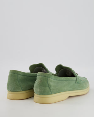 Loro Piana Green Suede Summer Charms Walk Loafers Size EU 40 RRP £825