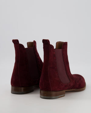 Hermès Burgundy Suede Chelsea Ankle Boots Size EU 39
