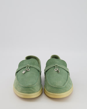 Loro Piana Green Suede Summer Charms Walk Loafers Size EU 40 RRP £825