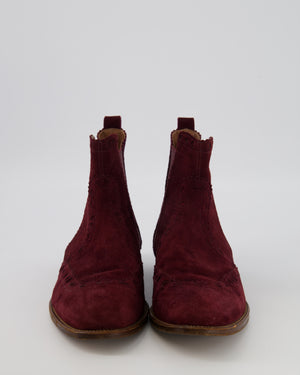 Hermès Burgundy Suede Chelsea Ankle Boots Size EU 39