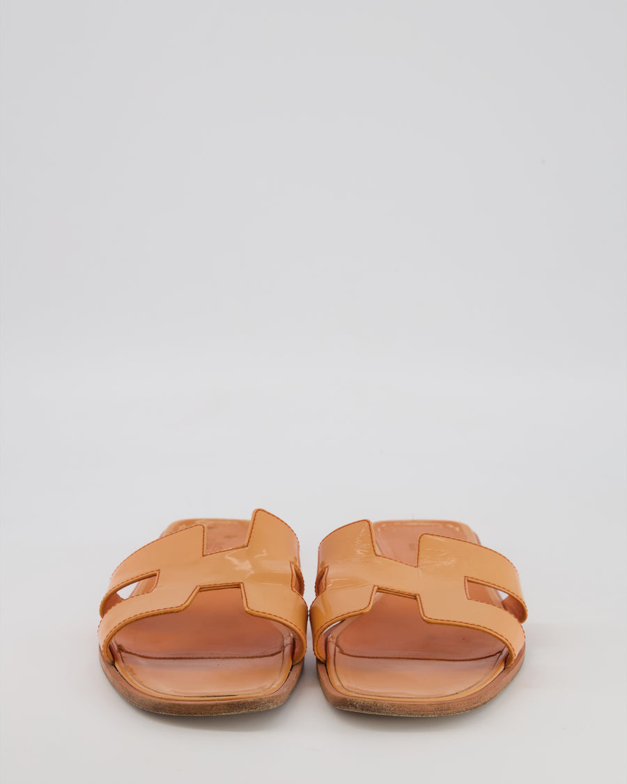 Hermès Oran Sandals in Orange Joey Patent Leather Size EU 39.5 RRP £640