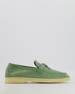 Loro Piana Green Suede Summer Charms Walk Loafers Size EU 40 RRP £825