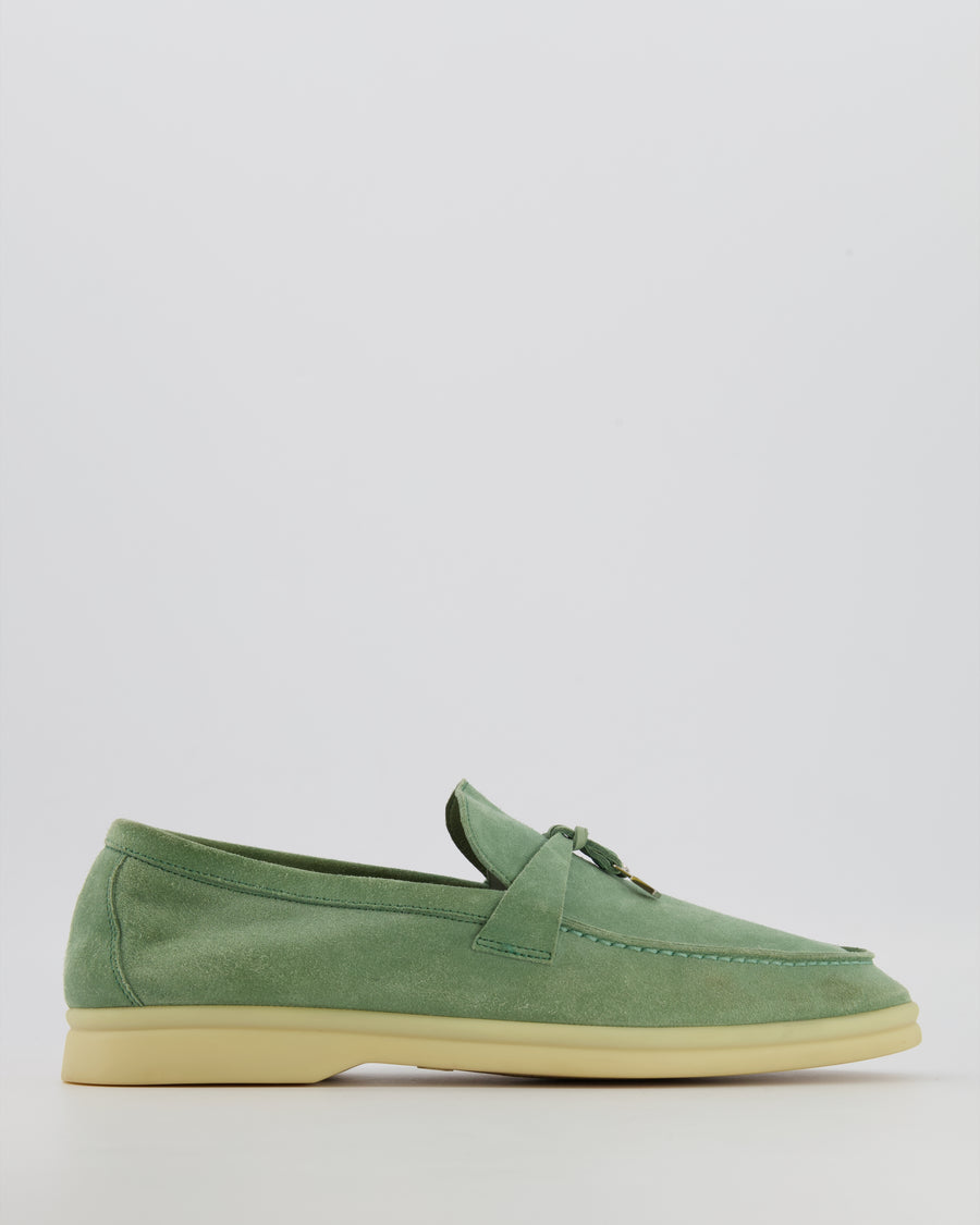 Loro Piana Green Suede Summer Charms Walk Loafers Size EU 40 RRP £825