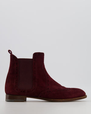 Hermès Burgundy Suede Chelsea Ankle Boots Size EU 39