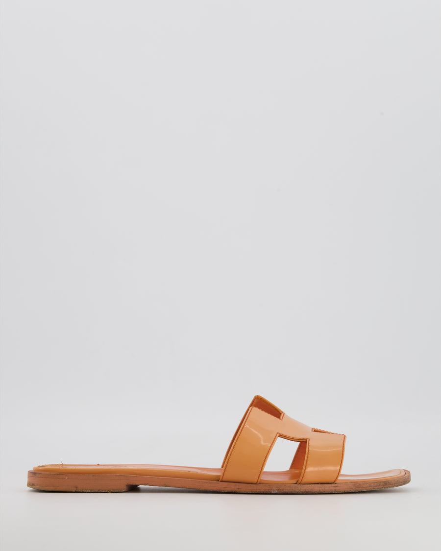 Hermès Oran Sandals in Orange Joey Patent Leather Size EU 39.5 RRP £640