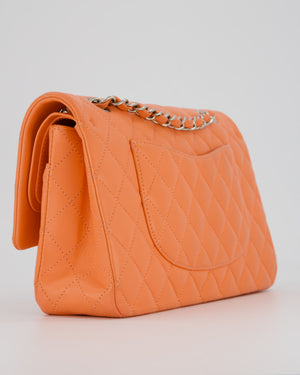 Chanel Coral Pink Classic Medium Double Flap Bag in Lambskin Leather with Silver Hardware