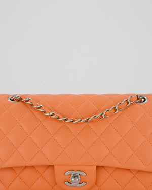 Chanel Coral Pink Classic Medium Double Flap Bag in Lambskin Leather with Silver Hardware