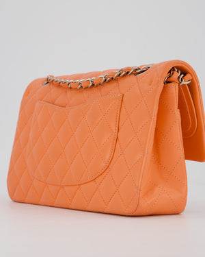 Chanel Coral Pink Classic Medium Double Flap Bag in Lambskin Leather with Silver Hardware