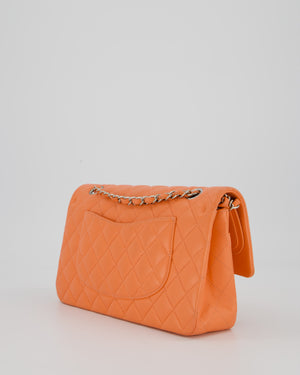Chanel Coral Pink Classic Medium Double Flap Bag in Lambskin Leather with Silver Hardware