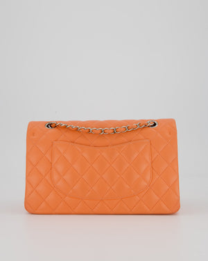 Chanel Coral Pink Classic Medium Double Flap Bag in Lambskin Leather with Silver Hardware