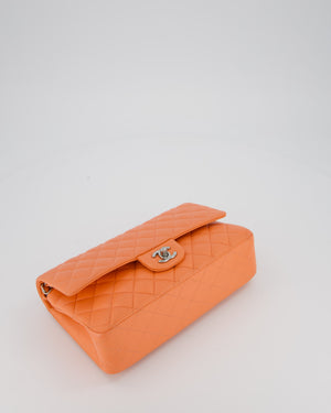 Chanel Coral Pink Classic Medium Double Flap Bag in Lambskin Leather with Silver Hardware