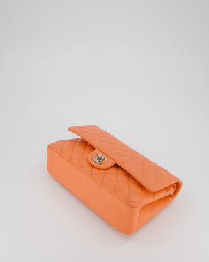 Chanel Coral Pink Classic Medium Double Flap Bag in Lambskin Leather with Silver Hardware
