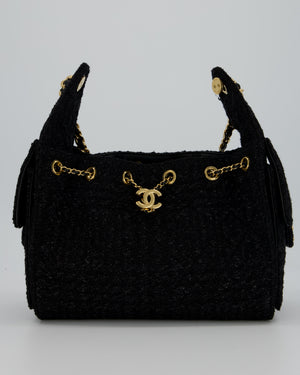 Chanel Black Tweed 25 Small Handbag with Gold Hardware