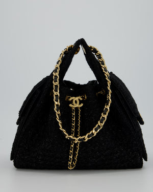 Chanel Black Tweed 25 Small Handbag with Gold Hardware
