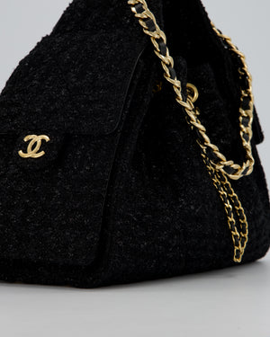 Chanel Black Tweed 25 Small Handbag with Gold Hardware