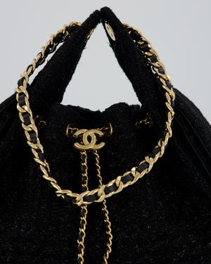Chanel Black Tweed 25 Small Handbag with Gold Hardware
