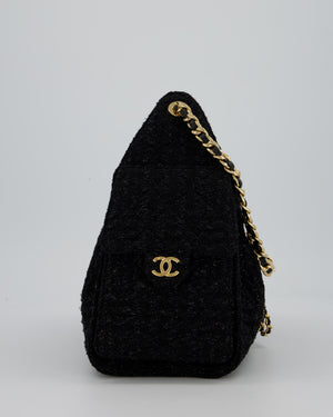 Chanel Black Tweed 25 Small Handbag with Gold Hardware