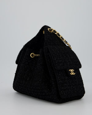 Chanel Black Tweed 25 Small Handbag with Gold Hardware