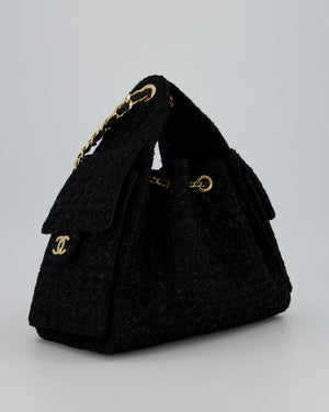 Chanel Black Tweed 25 Small Handbag with Gold Hardware