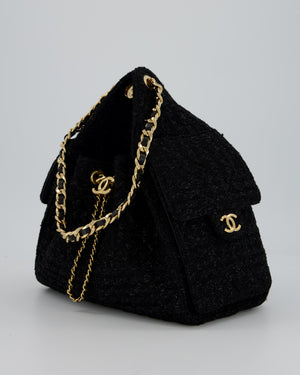 Chanel Black Tweed 25 Small Handbag with Gold Hardware