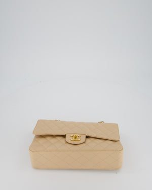 Chanel Beige Classic Medium Double Flap Bag in Caviar Leather with Champagne Gold Hardware