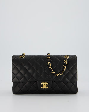 Chanel Black Medium Classic Double Flap Bag in Lambskin Leather with Gold Hardware