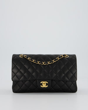 Chanel Black Medium Classic Double Flap Bag in Lambskin Leather with Gold Hardware