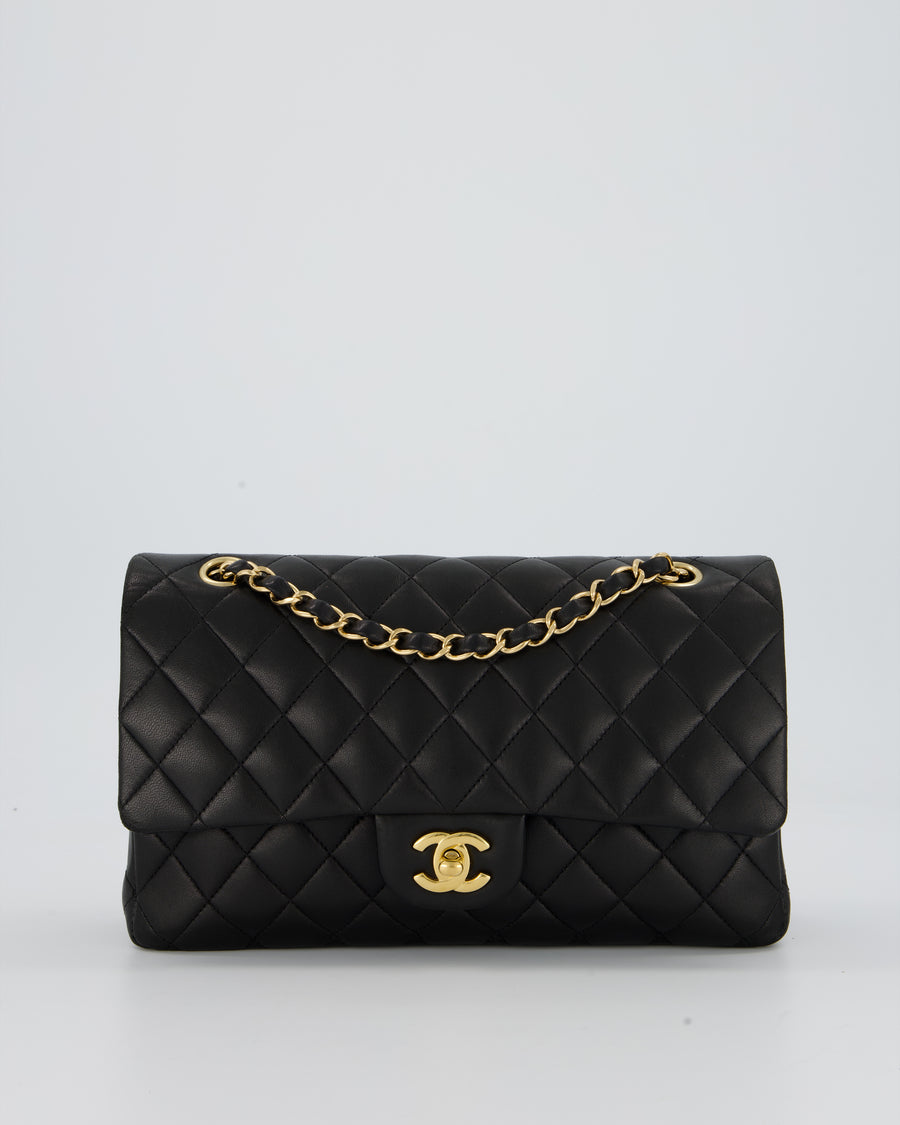 Chanel Black Medium Classic Double Flap Bag in Lambskin Leather with Gold Hardware