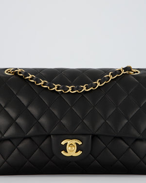 Chanel Black Medium Classic Double Flap Bag in Lambskin Leather with Gold Hardware