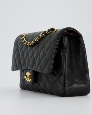Chanel Black Medium Classic Double Flap Bag in Lambskin Leather with Gold Hardware
