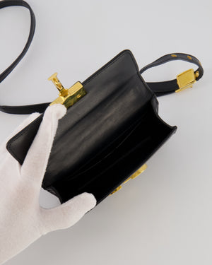 Christian Dior Black 30 Micro Montaigne Box Bag in Calfskin Leather with Gold Hardware