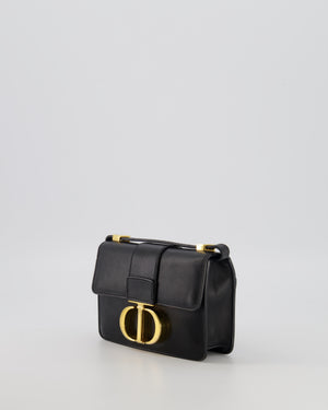 Christian Dior Black 30 Micro Montaigne Box Bag in Calfskin Leather with Gold Hardware
