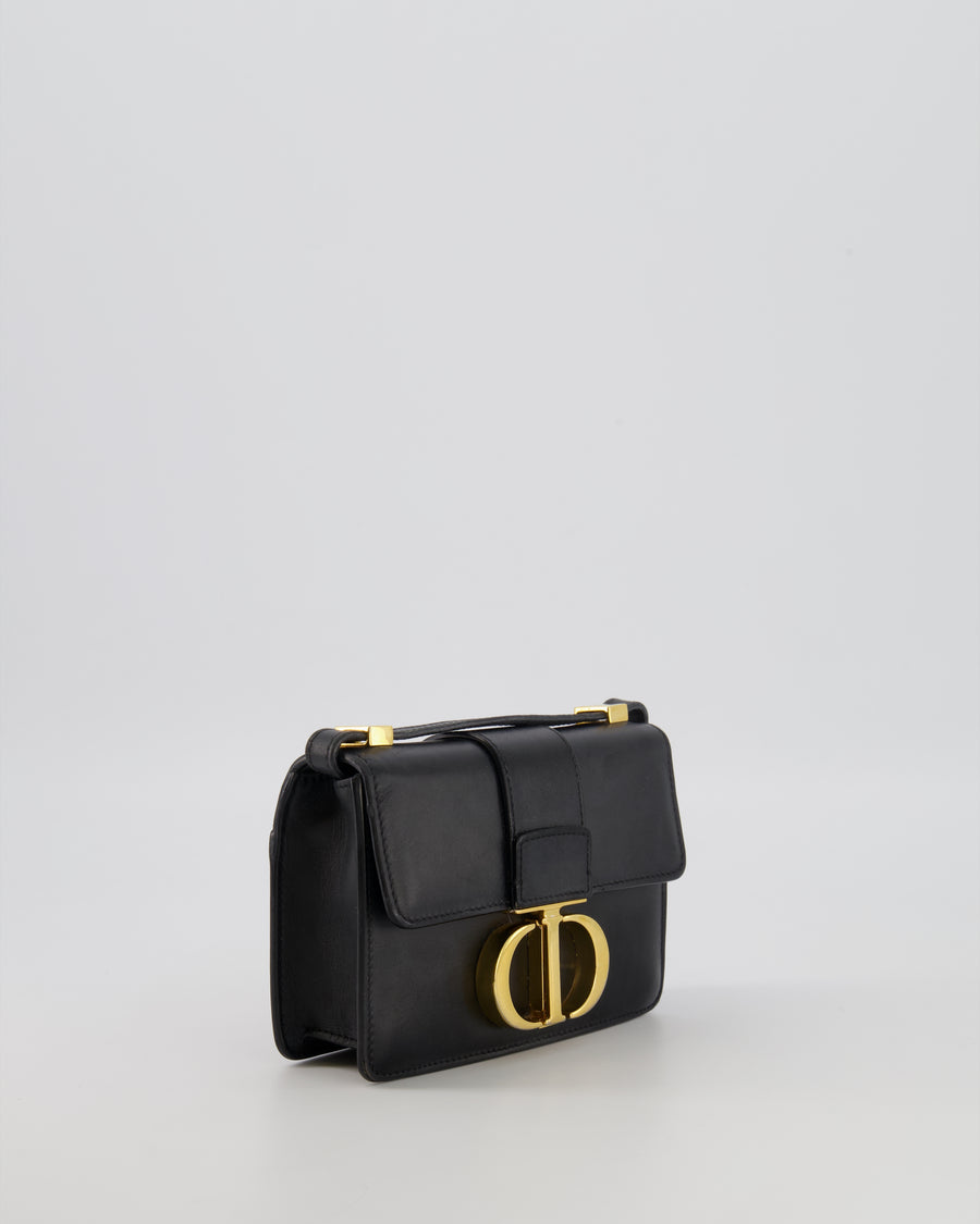 Christian Dior Black 30 Micro Montaigne Box Bag in Calfskin Leather with Gold Hardware