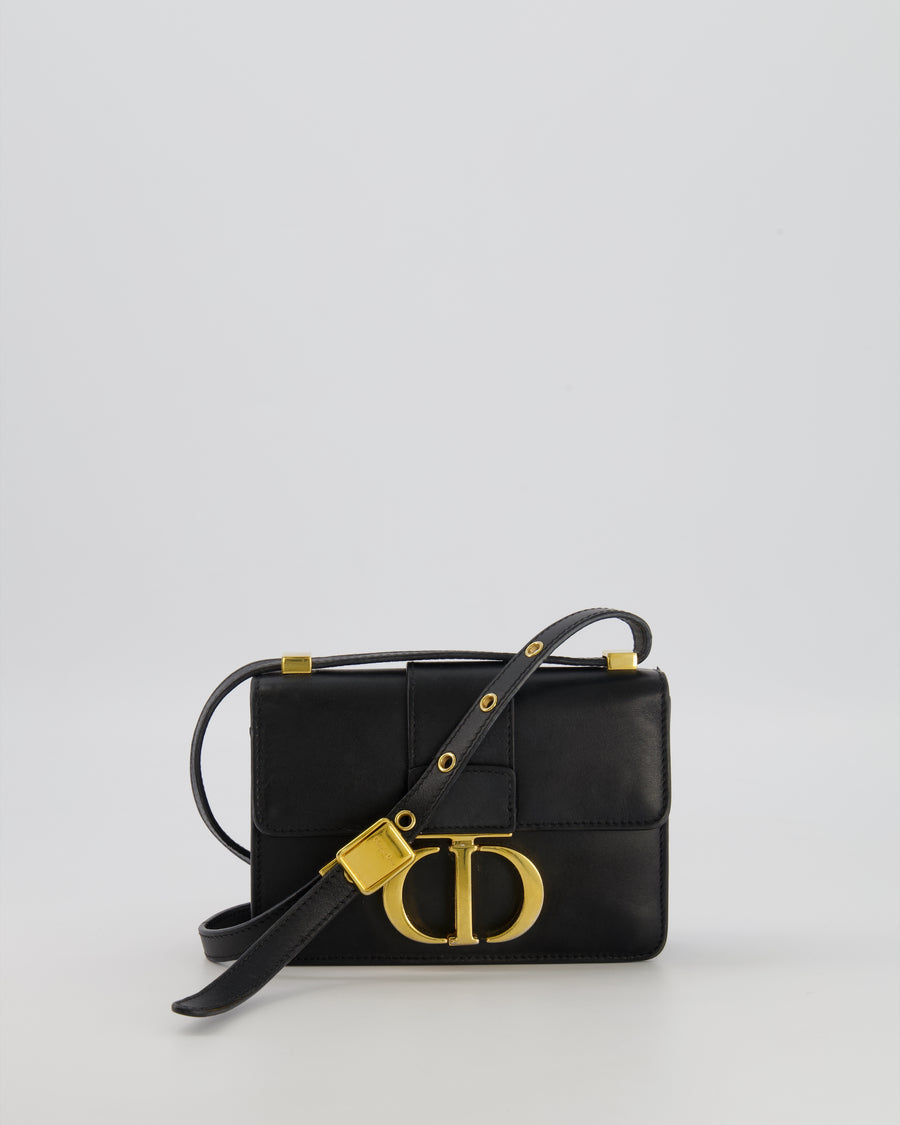 Christian Dior Black 30 Micro Montaigne Box Bag in Calfskin Leather with Gold Hardware