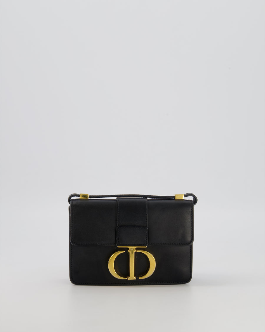 Christian Dior Black 30 Micro Montaigne Box Bag in Calfskin Leather with Gold Hardware