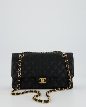 Chanel Black Medium Classic Double Flap Bag in Caviar Leather with Gold Hardware