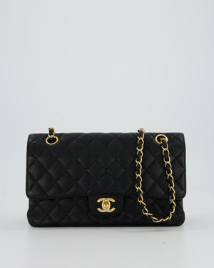Chanel Black Medium Classic Double Flap Bag in Caviar Leather with Gold Hardware