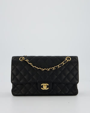 Chanel Black Medium Classic Double Flap Bag in Caviar Leather with Gold Hardware