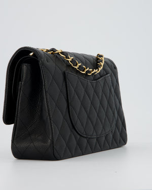 Chanel Black Medium Classic Double Flap Bag in Caviar Leather with Gold Hardware
