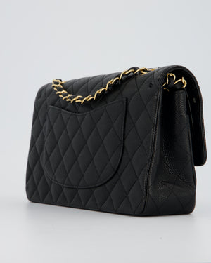 Chanel Black Medium Classic Double Flap Bag in Caviar Leather with Gold Hardware