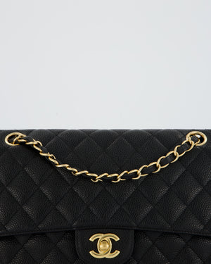 Chanel Black Medium Classic Double Flap Bag in Caviar Leather with Gold Hardware
