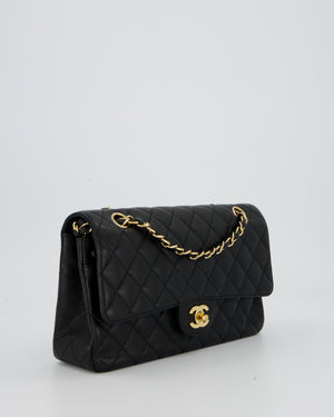 Chanel Black Medium Classic Double Flap Bag in Caviar Leather with Gold Hardware