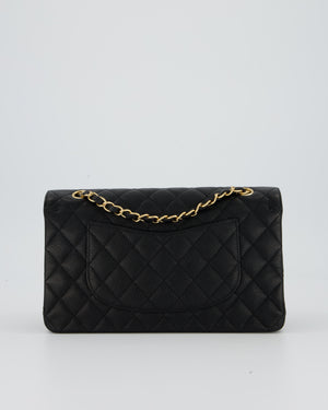 Chanel Black Medium Classic Double Flap Bag in Caviar Leather with Gold Hardware