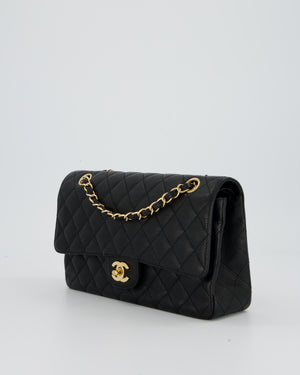 Chanel Black Medium Classic Double Flap Bag in Caviar Leather with Gold Hardware