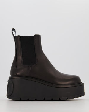 Valentino Black Platform Leather Chelsea Boots Size EU 37.5