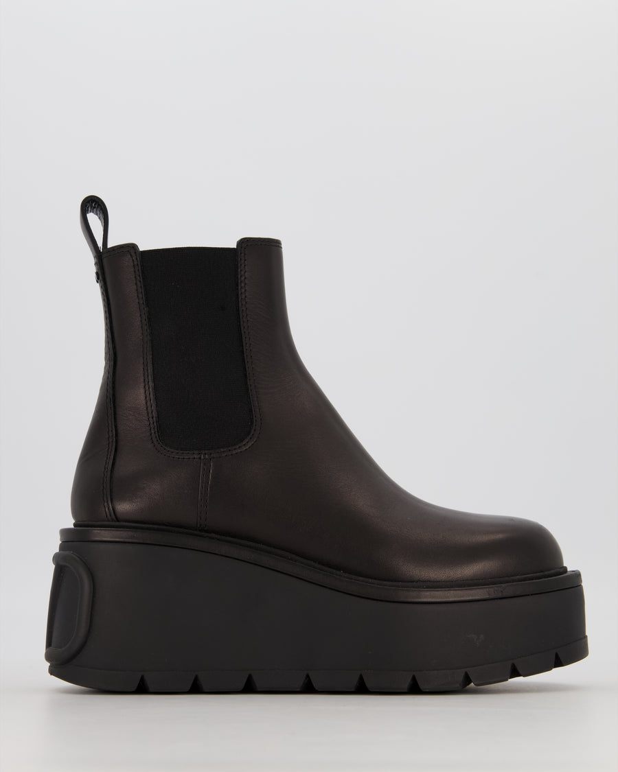 Valentino Black Platform Leather Chelsea Boots Size EU 37.5